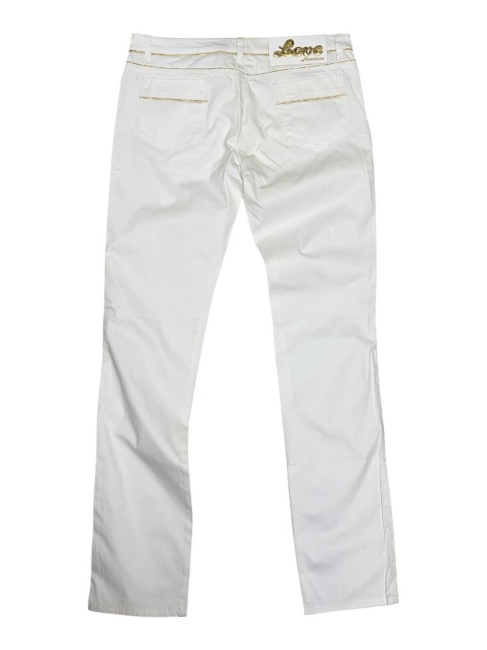 LOVE MOSCHINO White Denim Jeans Luxury Designer Straight Lightweight Pants Large